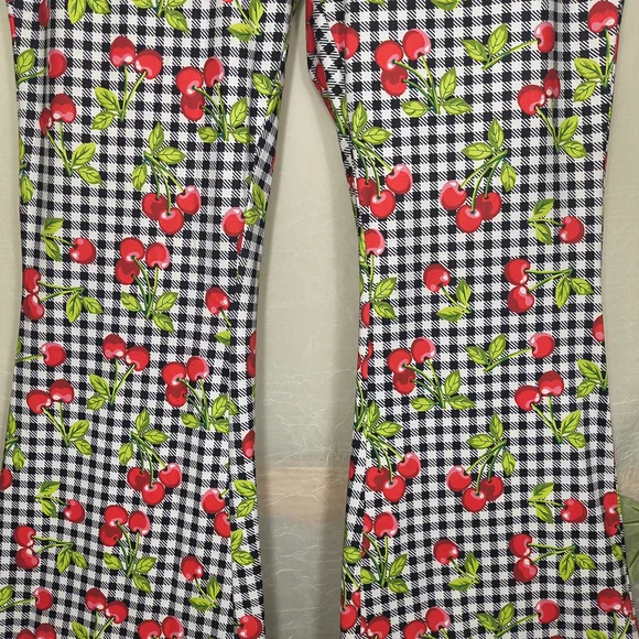 Cherry Print Flared Pants - Picture 6 of 8